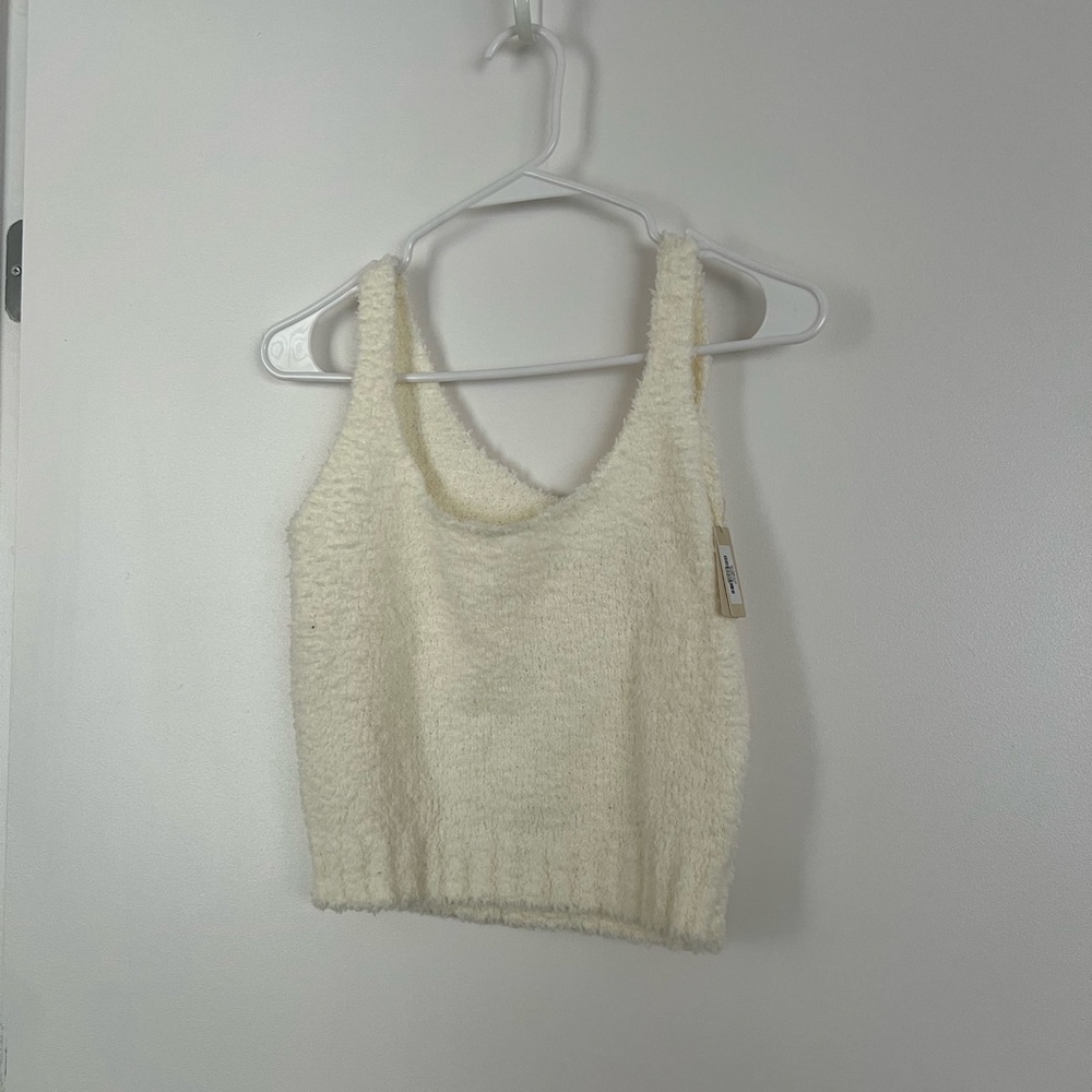 NWT SKIMS Cream Ribbed Sleeveless Crop Pajama Top and Shorts